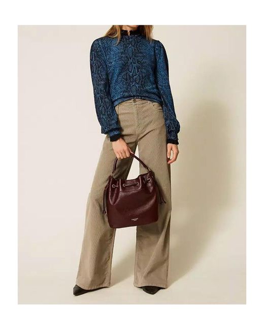 Twinset Blue Python-Print Wool Pullover