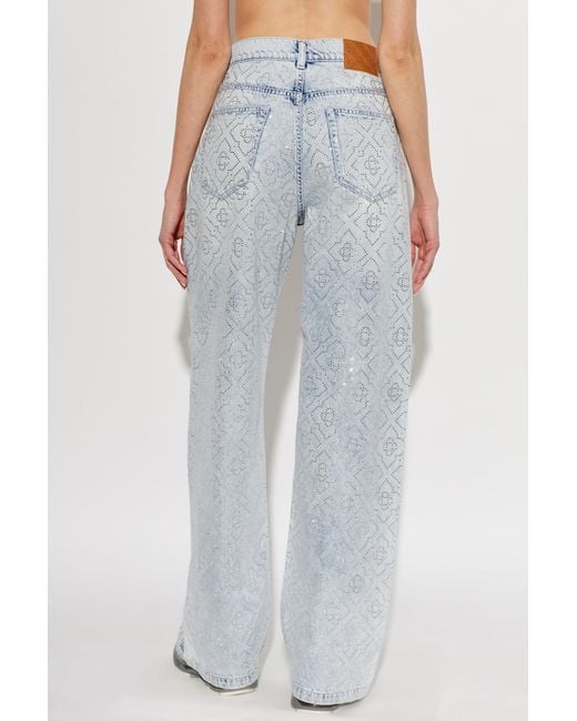 Casablanca Blue Embellished Wide-Leg Jeans