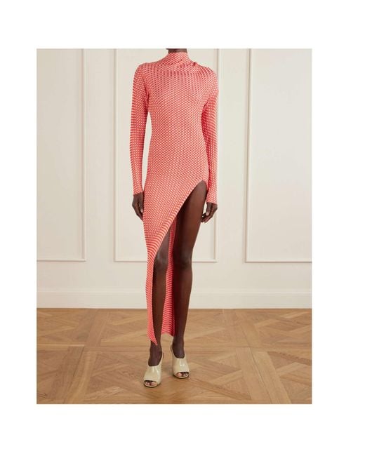 Jean Paul Gaultier Pink Long-Sleeved High-Neck Dress