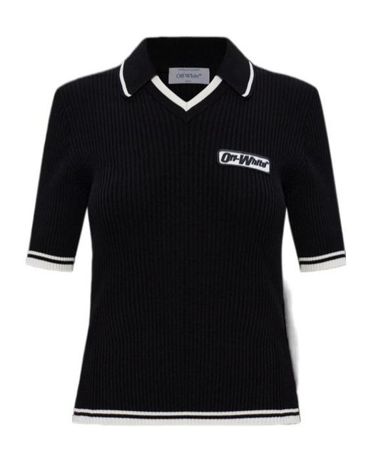 Off-White c/o Virgil Abloh Black Logo Trim Knit Top