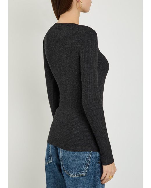 Agolde Black Delphi Long Sleeve Knit Top