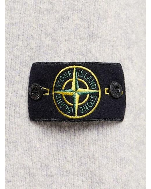 Stone Island White Wool Blend Crewneck Sweater for men