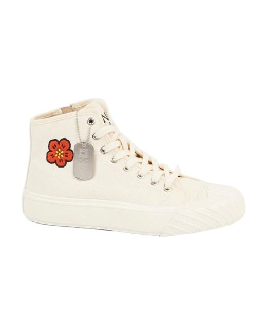 KENZO White Boke Flower Motif High-Top Sneakers
