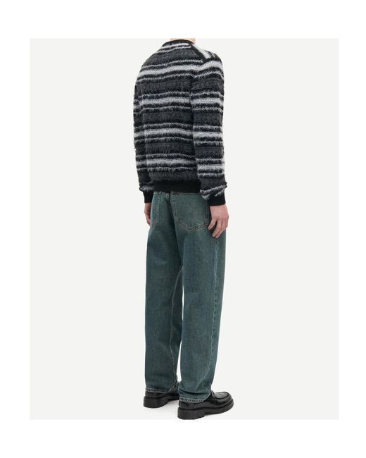 Samsøe & Samsøe Black Safinnley Crew-Neck Striped Sweater for men