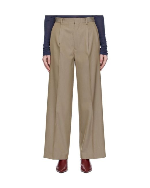 Auralee Gray Wool Wide-Leg Pleated Pants