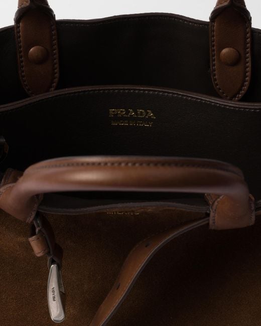 Prada Brown Belted Open-Top Medium Handbag
