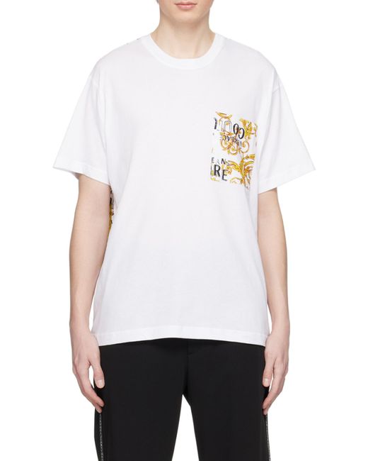 Versace Jeans White Logo-Print Cotton T-Shirt for men