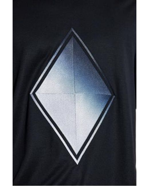 Emporio Armani Black Embroidered Crewneck T-Shirt for men