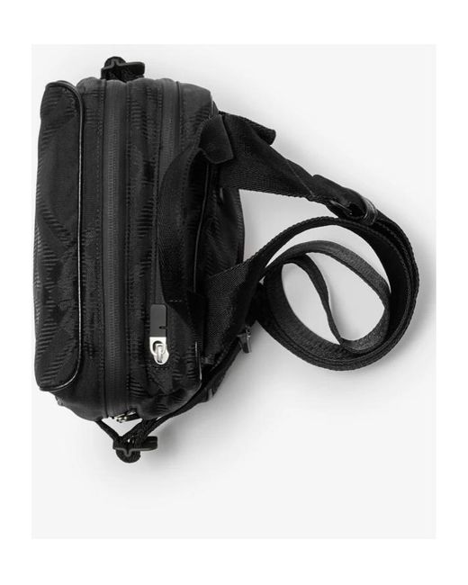 Burberry Black Check-Pattern Zipped Messenger Bag for men