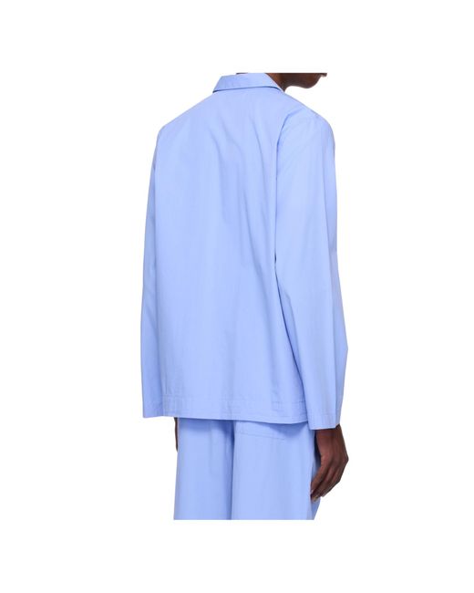 Tekla Blue Poplin Pajama Shirt for men