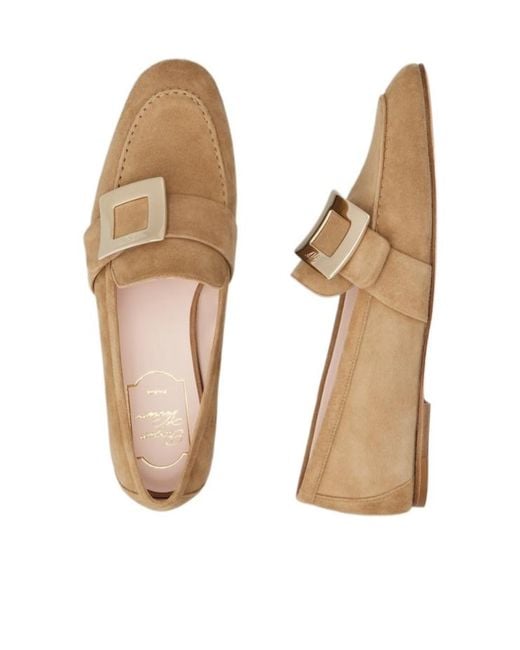 Roger Vivier Brown Logo-Engraved Flat Shoes