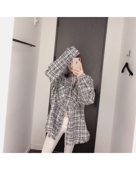 Faith Connexion White Shirt With Frayed Edges And Checked Outside