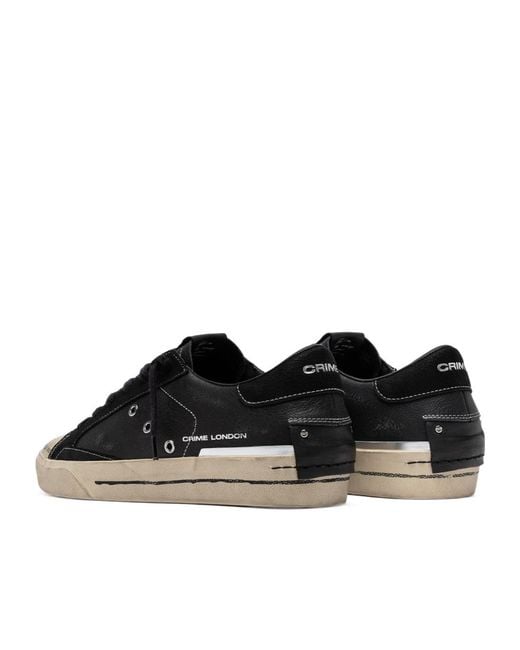 Crime London Black Lace-Up Low-Top Casual Shoes for men