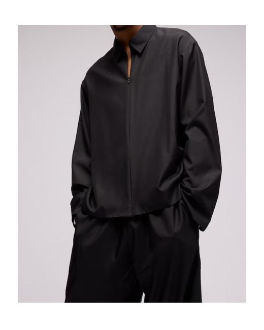 Gucci Black Technical Poplin Zipped Shirt for men