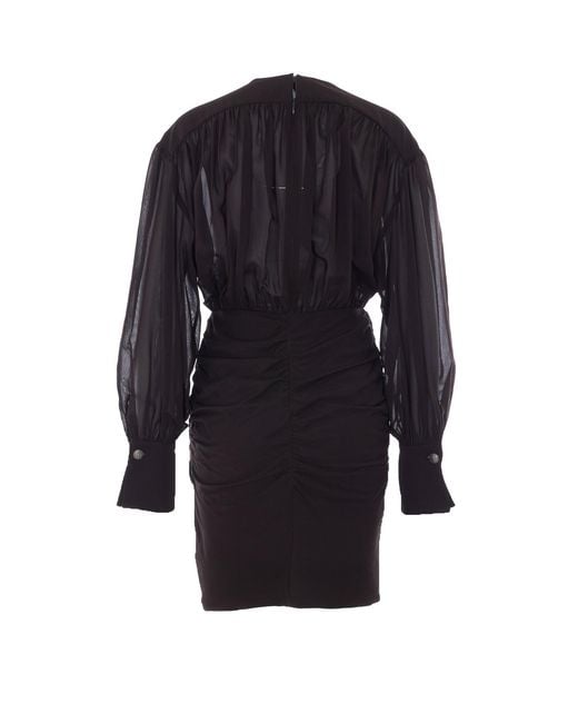 Pinko Blue Mesh Detailed Layered Dress