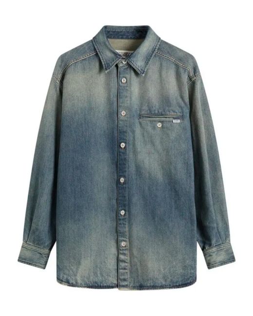 MM6 by Maison Margiela Blue Long-Sleeved Denim Shirt for men