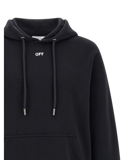 Off-White c/o Virgil Abloh Blue Logo Printed Drawstring Hoodie for men