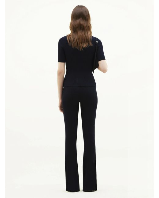 Courreges Blue Ribbed Flared-Leg Trousers