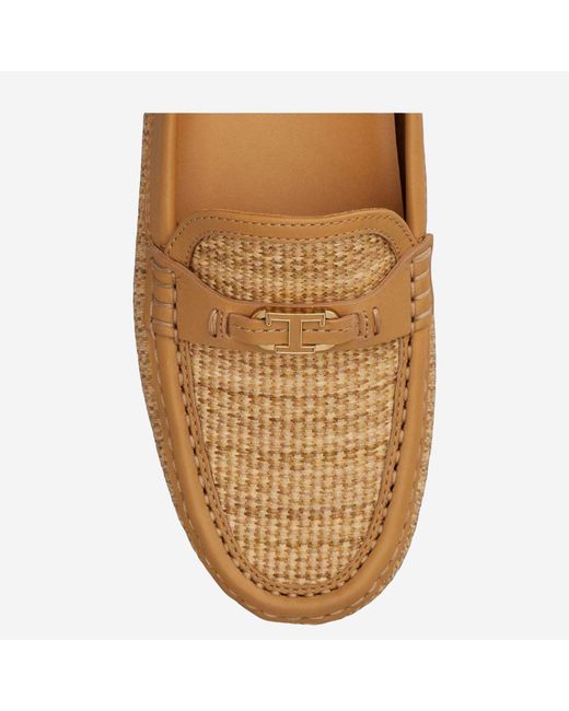 Tod's Brown Logo-Detail Flat Loafers
