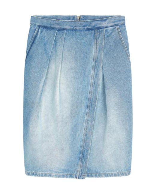 Dries Van Noten Blue Straight Denim Mini Skirt