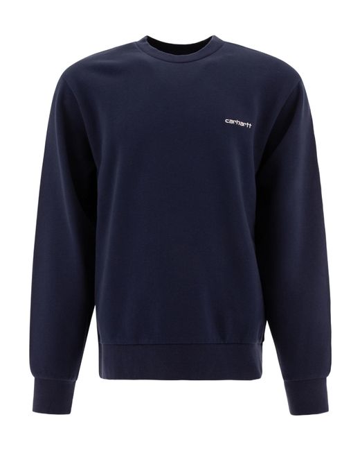 Carhartt Blue Script Embroidered Crewneck Sweatshirt for men