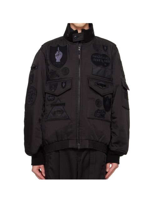 Sacai Black Logo Badge Bomber Jacket for men