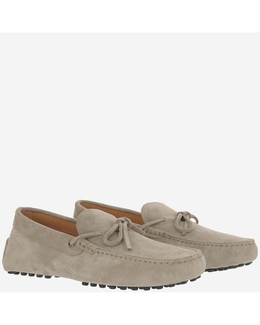 Tod's Gray Logo Detailed Lace-Up Boat Shoes for men