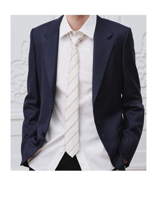 Dior White Striped Tie for men