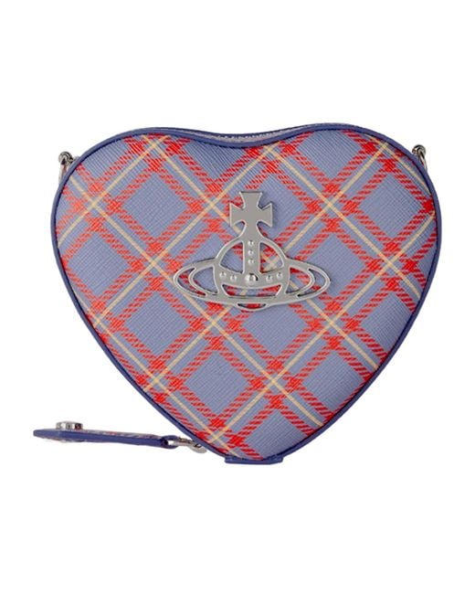 Vivienne Westwood Pink Tartan Heart Crossbody Bag From The Collection