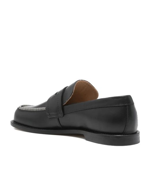 J.W. Anderson Black Zip-Detail Penny Loafers