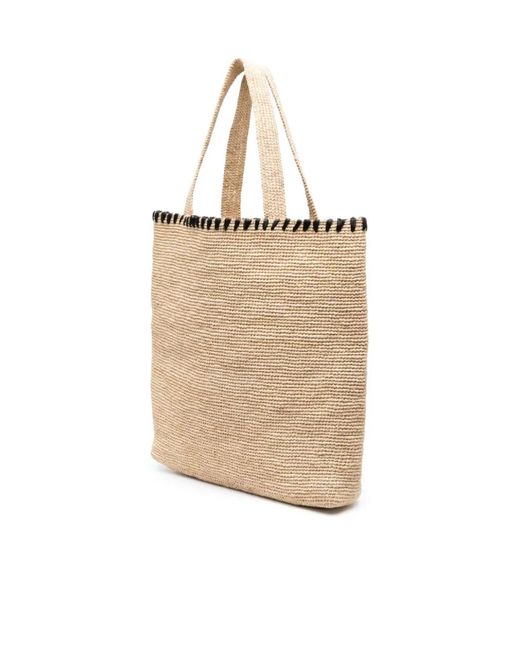 Lanvin Natural Logo-Embroidered Raffia Tote Bag