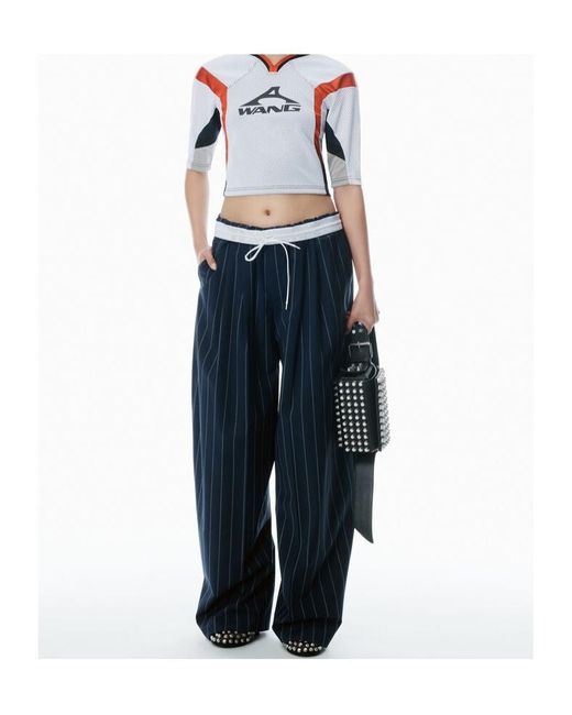 Alexander Wang Blue Pinstripe Tropical Wool Stretch Pant