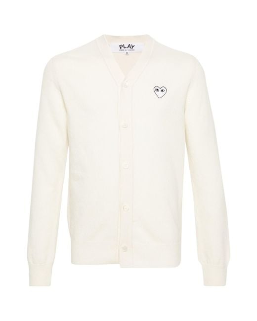 COMME DES GARÇONS PLAY White Heart-Patch Wool Cardigan for men