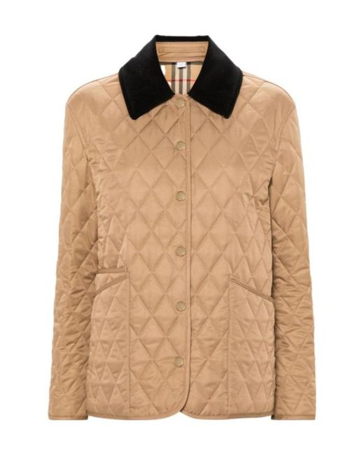 Burberry Natural Long Sleeved Quilted Jacket