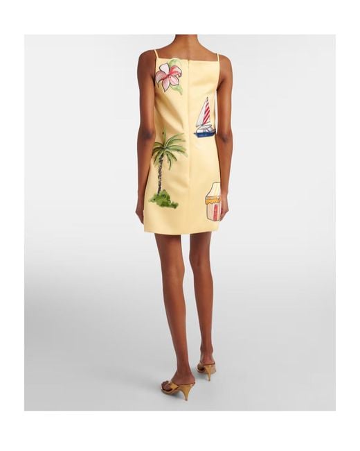 Leo Yellow Leia Beaded Patch-Appliqué Minidress