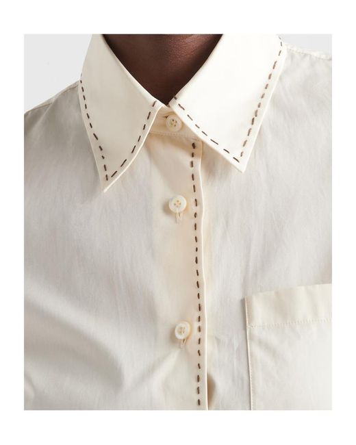 Prada White Appliqué-Detailed Button-Up Shirtdress
