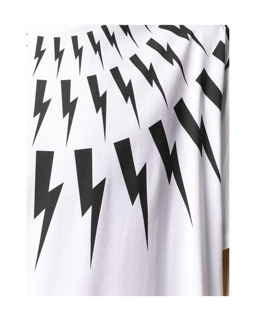 Neil Barrett White Lightning Printed T-Shirt for men