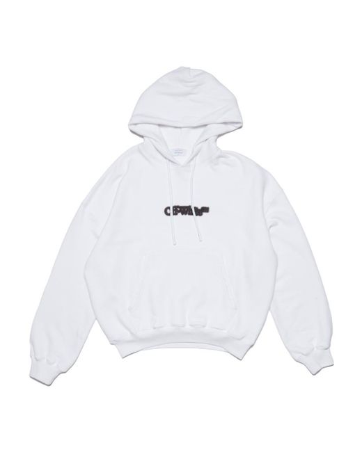 Off-White c/o Virgil Abloh White Logo Printed Long-Sleeved Hoodie for men