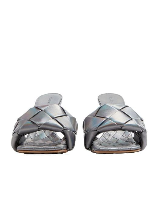 Bottega Veneta Gray Lido Intrecciato Slip-On Sandals