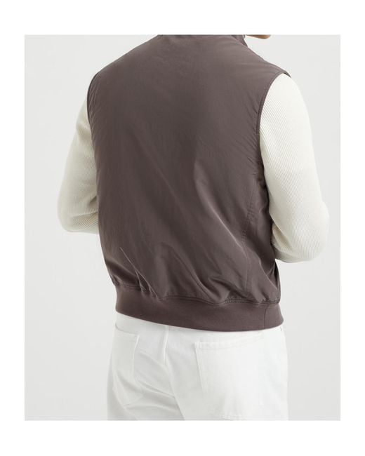 Brunello Cucinelli Brown Button-Up Vest for men
