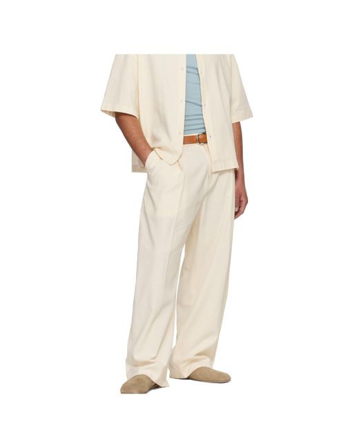 Studio Nicholson White Curved Leg Pants for men