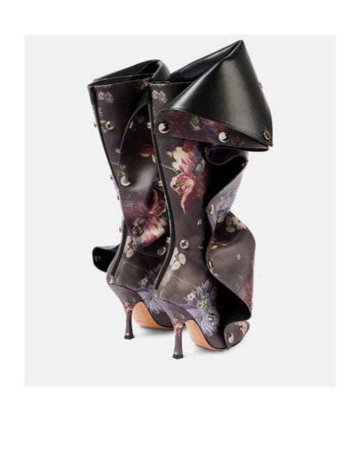 Y. Project Multicolor Snap 100 Floral Leather Knee-High Boots