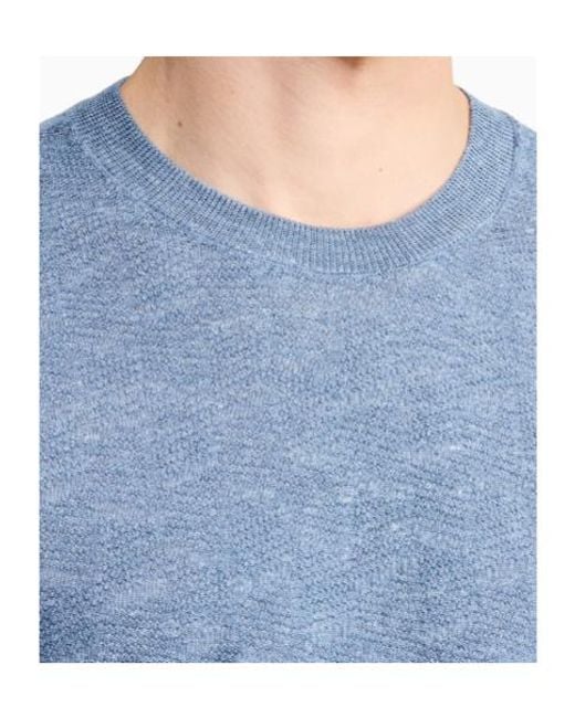 Giorgio Armani Blue Crewneck Knitted T-Shirt for men