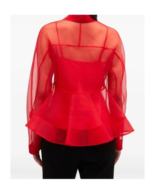 Ganni Red Peplum Shirt