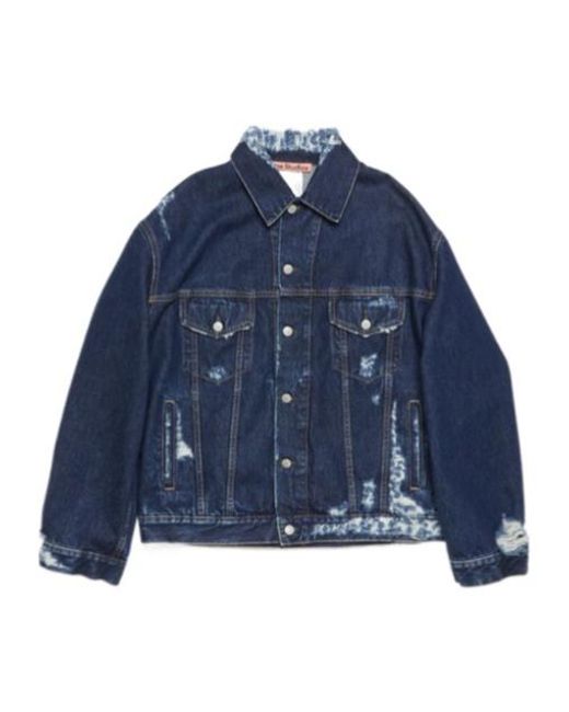 Acne Blue Relaxed Fit Distressed Denim Jacket for men