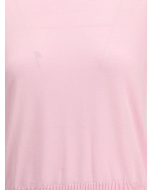 Thom Browne Pink 4 Bar Sheer Sleeved Fine-Knitted T-Shirt