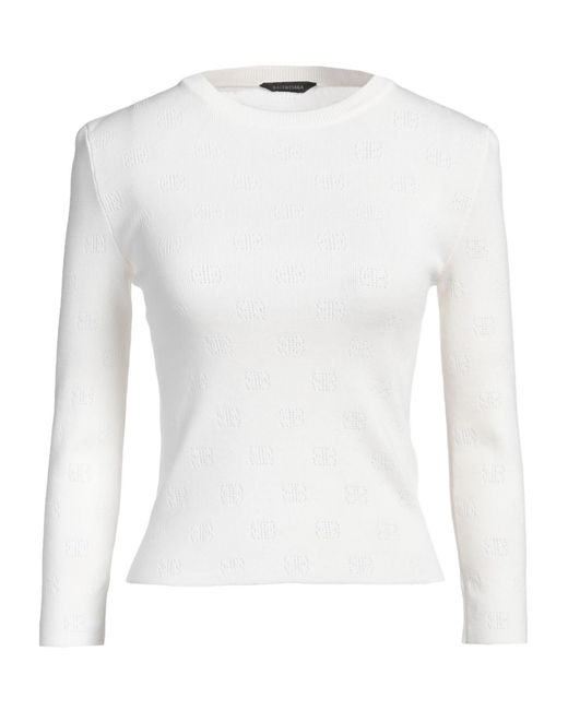 Balenciaga White Fitted Knit Top
