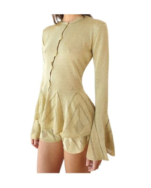 Conner Ives Natural Knitted Openwork Lace Cardigan