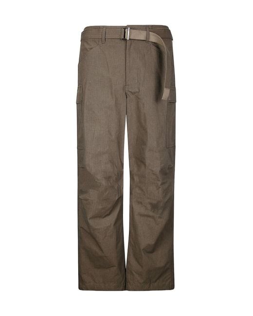 Sacai Brown Belt Loops Slacks for men