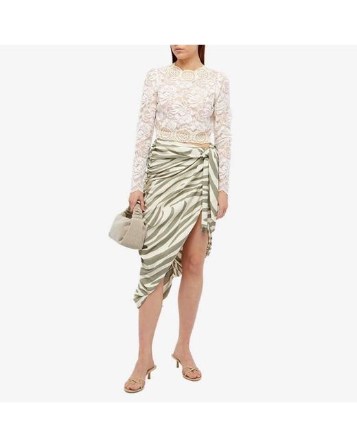 Balmain White Zebra-Print Midi Skirt